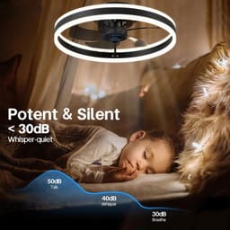 NordHaus Plafondventilator met Verlichting - LED Plafondventilator - Ventilatorlamp - Fluisterstil met DC-motor - Zwart 50 cm — thumbnail 4