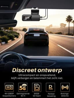 SNJY® Dashcam voor Auto - Auto Camera - Dashcam Voor en Achter - 4K - 170° Groothoek - 64GB - Zwart — thumbnail 3