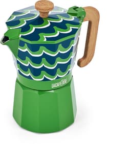 La Cafetière Venice Percolator 6 Kops - 290 ml - Groen - Aluminium Espressomaker met Houtlook Handvat - Mokapot voor Gas, Elektrisch — thumbnail 4