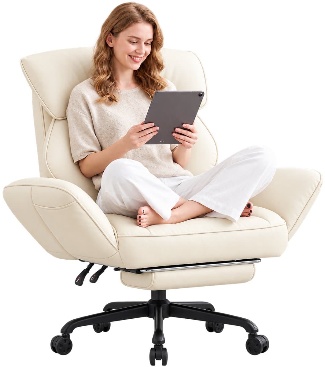 Dowinx - Gamestoel - Gamestoelen - Verstelbare Gamingstoel - Ergonomische Bureaustoel - Grote Bureaustoel - Game stoelen - Bureaustoel pocketvering - Game bureaustoel - chair - PU - Wit — afbeelding 1