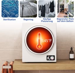 ECTEATOY® Mini Wasdroger 4 kg - Luchtafvoerdroger met 4 Programma's - 2 warmtestanden - 850 W - Sterilisatie tot 65°C - Wit — thumbnail 2