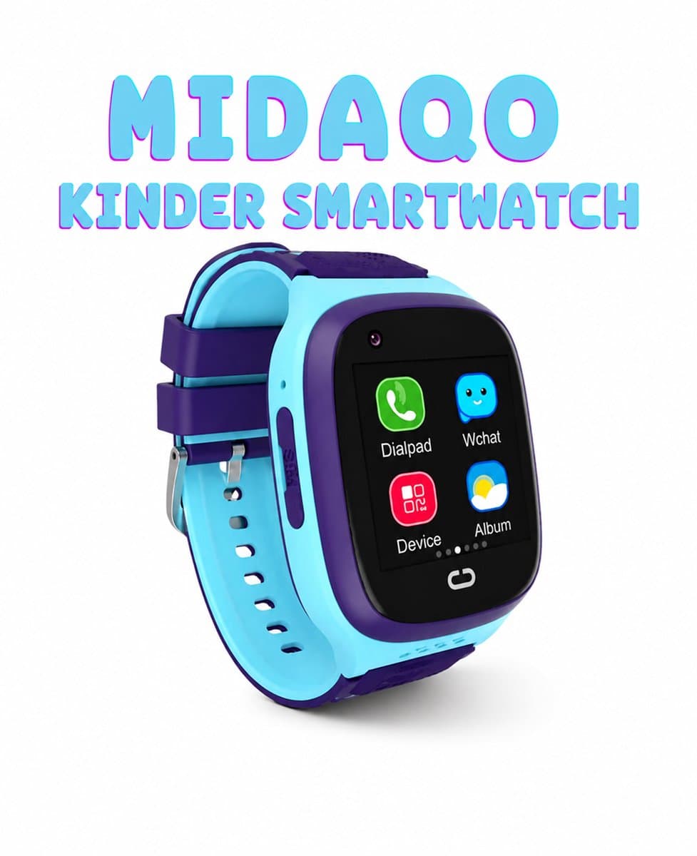 4G GPS Smartwatch - Midaqo Kinder Smartwatch - GPS Horloge - Acurate GPS - Sos Oproep - Bellen En Video Bellen - Spraakberichten - Route Historie - Geo Fence - IP67 Waterproof. — afbeelding 1
