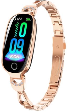 DrPhone EleganceX - Dames Smartwatch met RVS Band - Hartslag, SpO2, Temperatuur, Slaapmonitor en Notificaties – Rose Goud — thumbnail 1