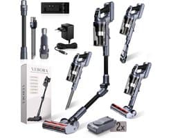 Vesora® 3-in-1 Buigbare Steelstofzuiger met Extra Accu - Draadloos zonder Zak - FLEX - Draadloze Stofzuiger - Kruimeldief Snoerloos - Vacuum Cleaner - Handstofzuiger - Stofzuiger Steel met Hepa Filter - Stofzuiger Huisdieren - Zakloze Stofzuiger