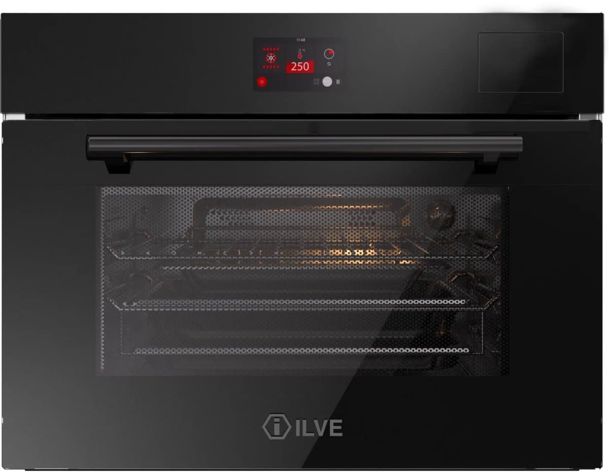 ILVE Compact 45 cm 3 in 1 oven/stoom/magnetron Pro-Plus glas zwart - Inbouw — afbeelding 1