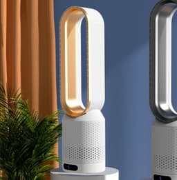 Ventilator - Ventilator staand - Ventilator klein - Luchtcirculatieventilator - Ultrastille torenventilator - Bladeloze ventilator - Luchtreiniger - 14,5*58 cm - Goud - ABS` — thumbnail 5