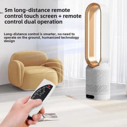 Ventilator - Ventilator staand - Ventilator klein - Luchtcirculatieventilator - Ultrastille torenventilator - Bladeloze ventilator - Luchtreiniger - 14,5*58 cm - Goud - ABS` — thumbnail 4