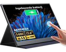 Uperfect 15.6-inch 1080P Draagbare monitor, 10-punts Touchscreen, 1200:1 IPS Draagbaar scherm, 178° volledige kijkhoek voor laptop/telefoon/spelconsole, VESA-montage mogelijk