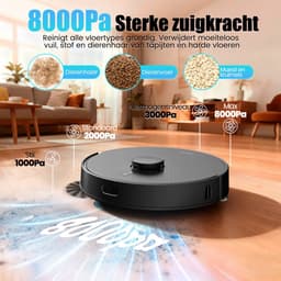 AIRROBO Q20 - Robotstofzuiger - voor nat en droog - Met dweilen en stofzuigen - Zuigkracht van 8000 Pa - AI-gestuurde laserobstakelvermijding - App-bediening - 2 jaar garantie — thumbnail 5