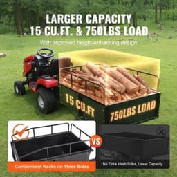 Tuinaanhangwagen - Utility Trailer - Dumpkar - Zwaar Uitgevoerd - met Afneembare Zijkanten - voor Rijden - Grasmaaier - Tractor - Ijzer - 200 x 76 x 76 cm - Zwart — thumbnail 2