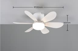Stille Plafondventilator met Licht - Afstandsbediening - 50W - Plafondventilatorlamp - APP - Woonkamer - 6 Snelheden - 3 Bladen - Wit - 66 cm — thumbnail 5