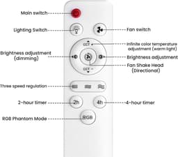 KZQ Plafondventilator - 2 Stuks - Wit Mat - Incl 15W Lamp - Licht Apart Schakelbaar - Afstandsbediening - Dimbaar - Traploos Instelbare Lichtkleur - Nachtlampje - 3 Snelheden — thumbnail 4