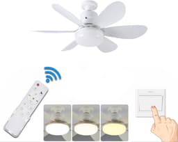 KZQ Plafondventilator - Wit Mat - Incl 15W Lamp - Licht Apart Schakelbaar - Afstandsbediening - Dimbaar - Traploos Instelbare Lichtkleur - Nachtlampje - 3 Snelheden - 1 Stuk — thumbnail 1