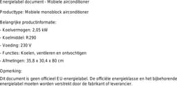 Mobiele airco Swegon 2,05 kW – Monoblock met ontvochtiger, 3 ventilatiestanden en R290-koelmiddel — thumbnail 2