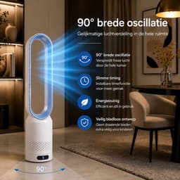 HomeGoodies Bladloze Ventilator met Afstandsbediening – Stil – 8 standen - 90° Oscillatie & Timer – Slaapkamer&Woonkamer - Blauw — thumbnail 5