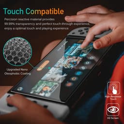 Sounix Screenprotector voor Nintendo Switch OLED - 3 Stuks Gehard Glas - Tempered Glass met Montageframe - Krasbestendige Schermbeschermer — thumbnail 2