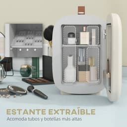 Zerova Cosmetische koelkast 4L - Mini koelkast - Beaty Koelkast Tafelmodel - Koelen en Verwarmen - 20,3 x 26,3 x 28 cm - Créme Wit — thumbnail 4