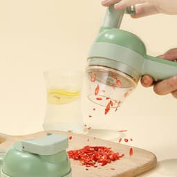 Elektrische Groentesnijder - Keukenmachine - Snel koken - 4-in-1 functie - 20.5 x 9.5 cm - Grijs — thumbnail 3