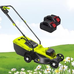 Elektrische Grasmaaier - Accu Grasmaaier - Gazon Onderhoud - Borstelloze Motor - 33cm Snijdbreedte - Zwart — thumbnail 1