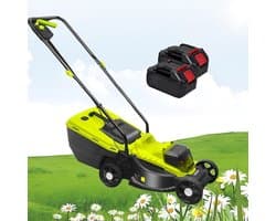 Elektrische Grasmaaier - Accu Grasmaaier - Gazon Onderhoud - Borstelloze Motor - 33cm Snijdbreedte - Zwart