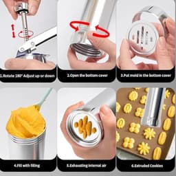 Koekjesmaker Machine - Bakgereedschap Set - Zelf Koekjes Maken - Roestvrij Staal - 20+ Vormen - Zilverkleurig — thumbnail 3