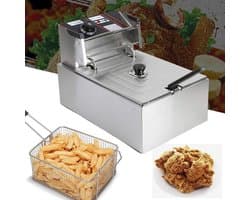 Elektrische Friteuse - Friteuse met Mand - Frietjes en Snacks Maken - Roestvrij Staal Constructie - 55 Liter - Zilverkleurig