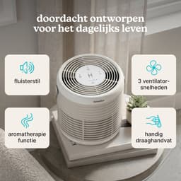 Homedics WhisperPure Luchtreiniger - Hepa en Koolstof Filter - Ruimtes tot 42m² - Met Geurtray - 3 Ventilatiestanden - Air Purifier - Wit — thumbnail 5