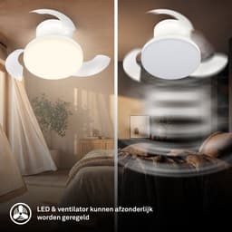 BRILONER Raven - Plafondventilator met verlichting - LED plafondlamp met ventilator - ventilator lamp zomer- en wintermodus - dimbaar - CCT - Ø44cm - wit — thumbnail 4