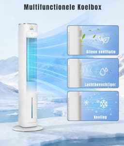 DnA® Airco Zonder Afvoerslang - Mobile Airco - Aircooler - Energy Class A++ - 3L Water Tank - Wit - 29cm x 29cm x 98cm — thumbnail 4