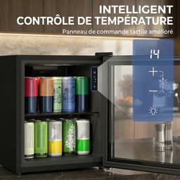 ECTEATOY® Drankenkoelkast Mini Koelkast - Vrijstaand Stil (39dB) & Glazen Deur - Voor 59 Blikjes - 46L - Zwart — thumbnail 4