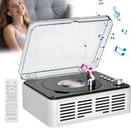 Retro Bluetooth-luidspreker - Bluetooth Luidspreker - Bleutooth Speakers - CD-speler - Bluetooth 5.0 - Meerdere Afspeelmodi - Dubbele Stereoluidsprekers - Wit — thumbnail 1