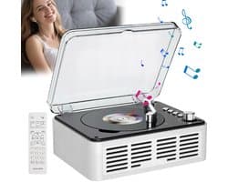 Retro Bluetooth-luidspreker - Bluetooth Luidspreker - Bleutooth Speakers - CD-speler - Bluetooth 5.0 - Meerdere Afspeelmodi - Dubbele Stereoluidsprekers - Wit