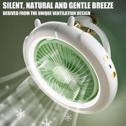 Tafelventilator - Tafelventilator draadloos - Draagbare oscillerende ventilator - 180 graden automatische oscillatie - Drie snelheidsstanden - Stil ontwerp - Met nachtlampje - Kan aan de muur worden gemonteerd of op een bureau worden geplaatst — thumbnail 2