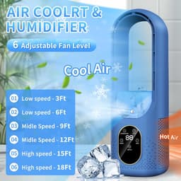 Mobiele airconditioning - 6 modi, draagbare luchtkoeler met waterkoelventilator, timer 1-6 uur, 7-kleurig ledlicht, mistfunctie, waterreservoir en ijsvak, mini-airconditioning, stil voor thuis, kantoor — thumbnail 1
