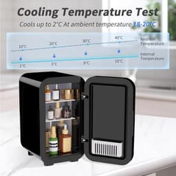 ITRONIQ Mini Koelkast 6 Liter - Mini Fridge Voor Skincare Drankjes en Make-up - Koelen en Verwarmen - 220V & 12V Auto - Zwart — thumbnail 5