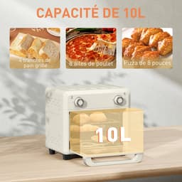 HOMCOM Airfryer Oven - Metaal - 32x27,2x29,8cm - Crème — thumbnail 5
