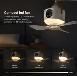 Ventilator Overal Bruikbaar - Timer - USB oplaadbaar 3 Licht en 3 Wind Sterkte - Ophanghaak - Afstandsbediening — thumbnail 4
