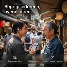 Home & Marker - AI Vertaal Oordopjes - Vertaal Apparaat - Real-time Vertalings oordopjes - 144 Talen & Dialecten - Offline Functie - Draadloze Spraakvertaler voor Reizen & Zakelijk - Bluetooth 5.4 - Zwart - TRANZIO — thumbnail 2