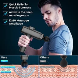 Massagepistool - Spierherstel Tool - Spierontspanning - 30 Snelheden - 6 Opzetstukken - Zwart — thumbnail 3