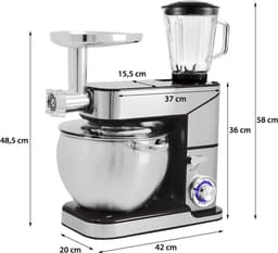 Keukenmachine - Mixer Vleesmolen - Culinaire Bereidingen - Krachtige Planetaire Beweging - 12 Liter Kom - Zilver — thumbnail 4