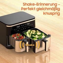 Dubbele Airfryer XXL - Heteluchtfriteuse Dubbel - Maaltijden Bereiden - Sync Finish Dual Cook - 11 Liter - Zwart — thumbnail 2