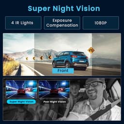 Dashcam met WiFi - Autocamera Rijcamera - Veilig Rijden - Dubbele Camera Opname - 3.16 Inch Scherm - Zwart — thumbnail 2