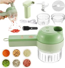Elektrische Groentesnijder - Keukenmachine Hakker - Snel Ingrediënten Bereiden - 4-in-1 Multifunctioneel - 8 x 20.5 x 9.5 cm - Groen — thumbnail 1