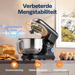 Lìon® Deegmachine - Mixer met Kneedhaak - Kneedmachine - Zwart - 39cm x 22cm x 48cm — thumbnail 2
