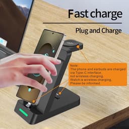3-in-1 oplaadstation geschikt voor Samsung meerdere apparaten, snelle draadloze oplaaddockstandaard voor Android geschikt voor Sumsung Galaxy S26 Ultra/S25 Ultra/S24/S23/Z Fold,Galaxy Watch 8/76/5/4/3 Galaxy Buds — thumbnail 3