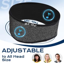 Bluetooth Hoofdband met Koptelefoon - Draadloze Sport Hoofdband - Slaap Koptelefoon - Zachte Muziek Hoofdband - Ultra Dunne Stereo Speakers - Bluetooth 5.2 - Voor Sport Yoga Reizen en Zijslapers — thumbnail 2