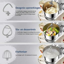 Lìon® Deegmachine - Mixer met Kneedhaak - Kneedmachine - Zilver - 37cm x 24cm x 32cm — thumbnail 5