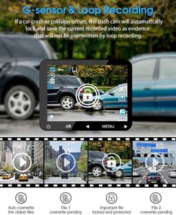 Dash Cam Auto - Autocamera Rijrecorder - Veiligheid Onderweg - Dubbele 1080P Opname - 310 Graden - Zwart — thumbnail 5
