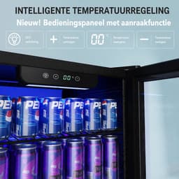 Brandistry - Drankenkoelkast - Drankkoelkast - Koelkast - Glazen Deur - Verstelbare Planken - 90 Liter - LED Verlichting - Grijs — thumbnail 3