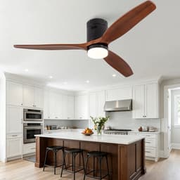 Plafondventilator 52 inch - met ingebouwde verlichting - dimbaar - met afstandsbediening - omkeerbare DC-motor - massief houten stang en drie bladen — thumbnail 4